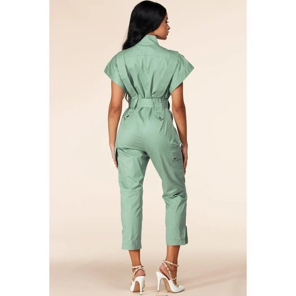 LAtiste Miami Oversize Mint Green Utility Jumpsuit Button-Front Pockets Women 4X - Picture 2 of 13